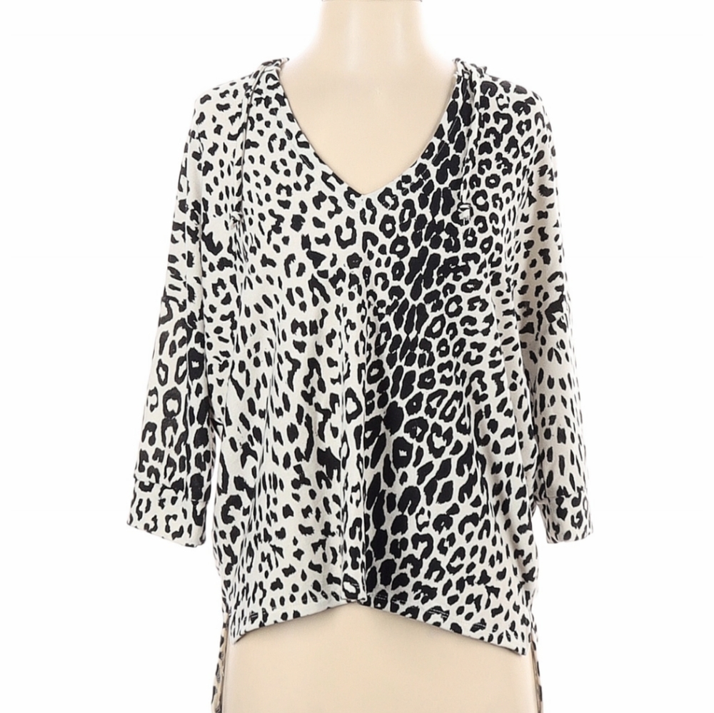 Chaser animal print lightweight hooded sweater